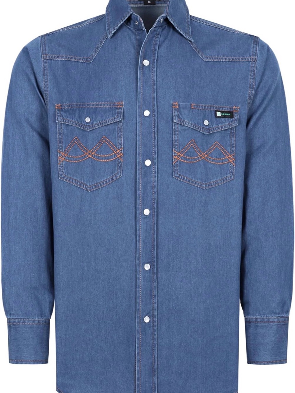 NWT 5X Plus Men's Blue Western Denim Shirt With Pearl Snap Buttons Ranch Cowboy - Picture 6 of 7